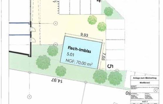 Planungsskizze: Neues Fischgeschäft im "Denekamper Center"